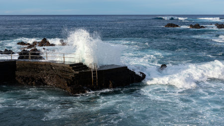 Coast of San Telmo in the town of Puerto de la Cruz, in the north of Tenerife, Canary Islands.の写真素材