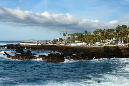 PUERTO DE LA CRUZ, TENERIFE - October 2023: Natural Seawater swimming pool of Lago Martianezの写真素材