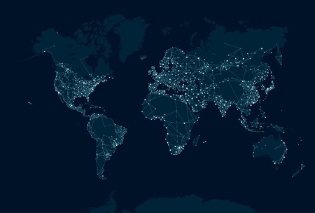 Communications network map of the world