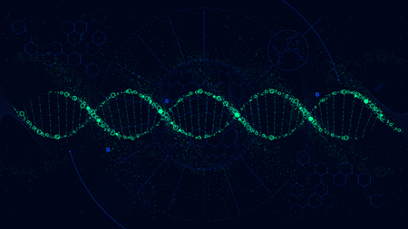 Futuristic illustration of the structure of DNA, Sci-Fi interface, vector backgroundのイラスト素材
