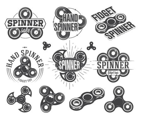 Hand spinner Emblems and Logos, fidget toys vector illustrationのイラスト素材