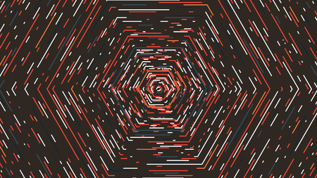 Hexagonal tunnel in retro colors, Abstract vector background