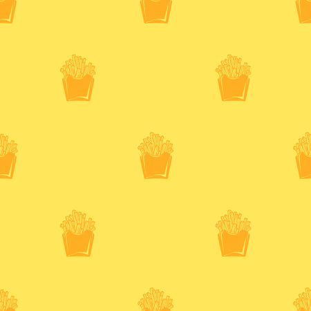 Seamless pattern vector minimalist French fries on yellow backgroundのイラスト素材