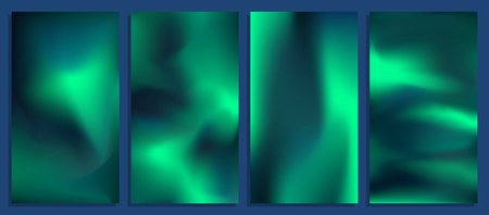 Vivid blurred holographic gradient backgrounds, vector colorful postersのイラスト素材