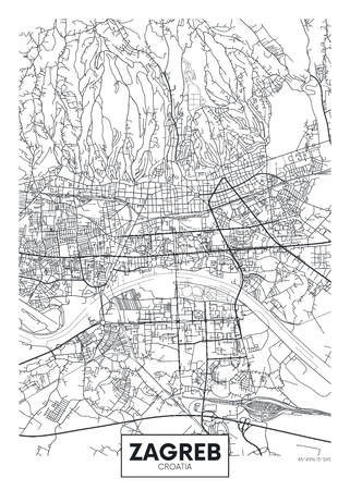 Detailed vector poster city map Zagrebのイラスト素材