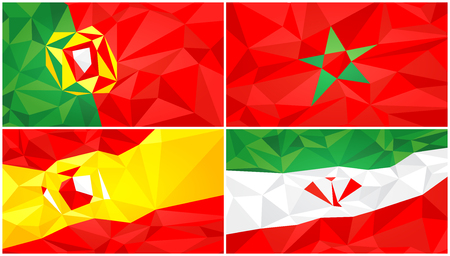 Low poly flag, abstract polygonal triangular background set 2のイラスト素材