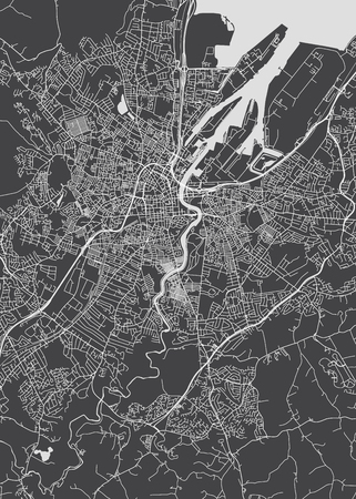 Monochrome detailed plan city of Belfastのイラスト素材