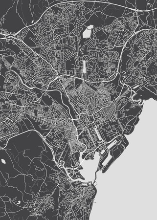 Monochrome detailed plan city of Cardiffのイラスト素材