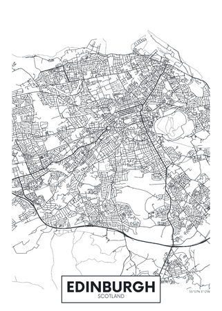 Vector poster detailed city map Edinburghのイラスト素材