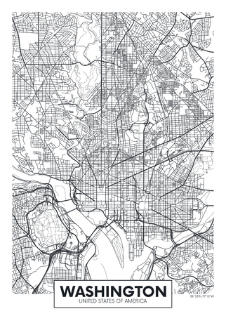 City map Washington, travel vector poster designのイラスト素材