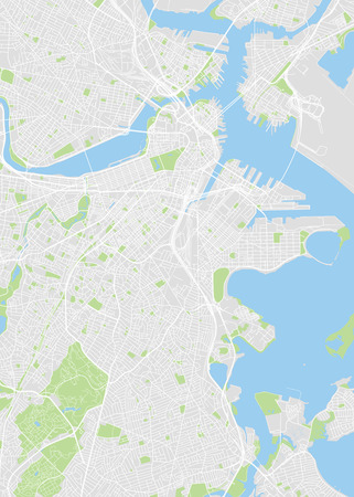 City map Boston, color detailed plan, vector illustrationのイラスト素材