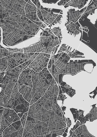 City map Boston, monochrome detailed plan, vector illustrationのイラスト素材