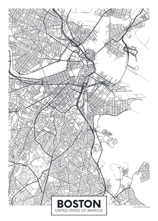 City map Boston, travel vector poster designのイラスト素材