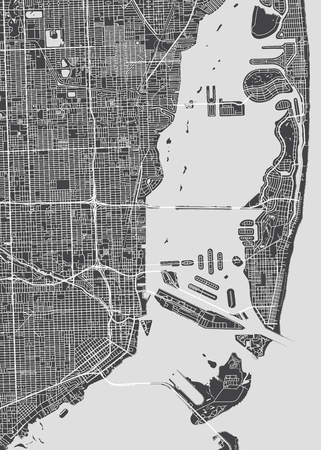 City map Miami, monochrome detailed plan, vector illustrationのイラスト素材