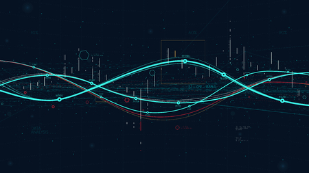 Statistics big data analytics indicators, business strategy digital graph indicating progress for financial presentationのイラスト素材