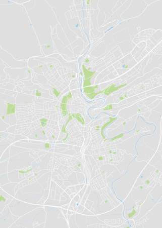 Luxembourg city plan, detailed vector map detailed plan of the city, rivers and streetsのイラスト素材