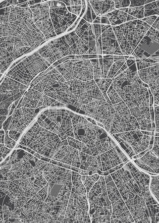 City map Paris, monochrome detailed plan, vector illustrationのイラスト素材
