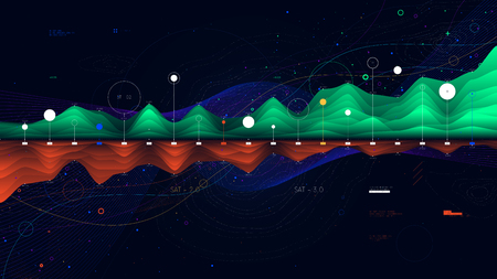 Digital analytics concept, intricate data graphic visualization, financial schedule, vectorのイラスト素材
