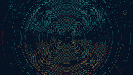 Spherical graphic visualization futuristic complex big data, digital analytics financial schedule for financial presentationのイラスト素材