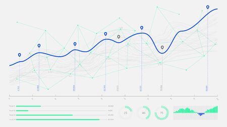 Digital business analytics concept, data threads graphic visualization, Hi-tech concept innovationのイラスト素材