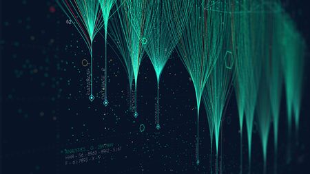 Cross-media marketing mesh representing connections, cloud data computing and neural network