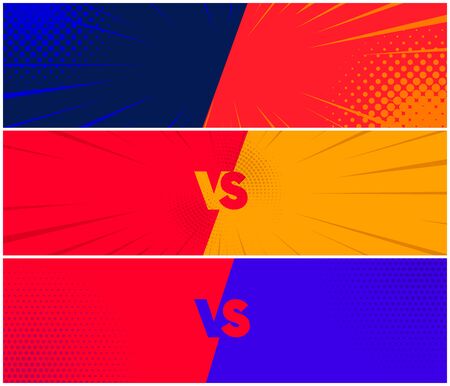 Set of banners fighting each other, vector illustration, two opponents versus screen designのイラスト素材
