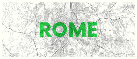City map Rome, detailed road plan widescreen vector posterのイラスト素材