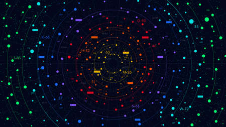 Big data digital cloud with numbers and circular structure, color visualization of information flow...