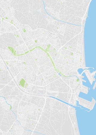 City map Valencia, color detailed plan, vector illustrationのイラスト素材