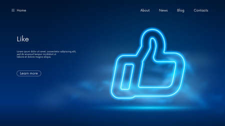 Thumb up icon, hand big finger, like or ok symbol for social networks, futuristic technology with...