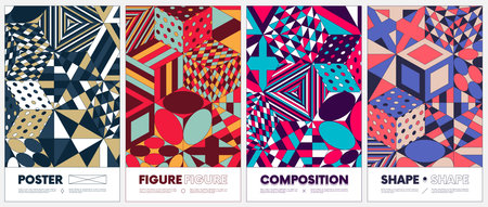 Abstract color poster in trendy flat style, new modernism aesthetics geometric shapes, colorful...