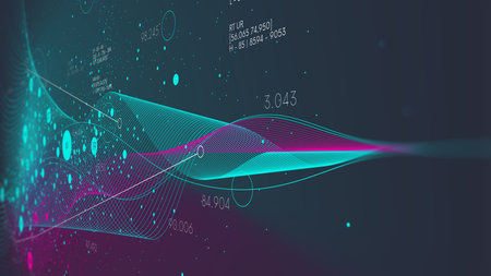 Visualization digital flow of information, processing and structuring big data for analysis and...