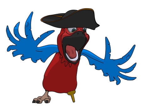 Parrot the Pirate isolated on white background cartoon illustrationの写真素材