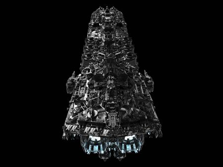 Spaceship isolated on a black background 3d illustration