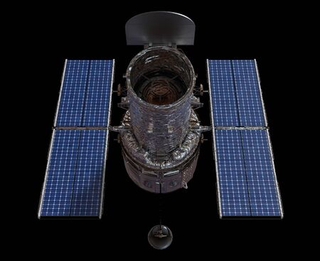 Space Telescope Isolated on Black Background 3D illustration