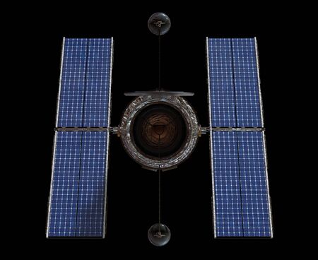 Space Telescope Isolated on Black Background 3D illustration