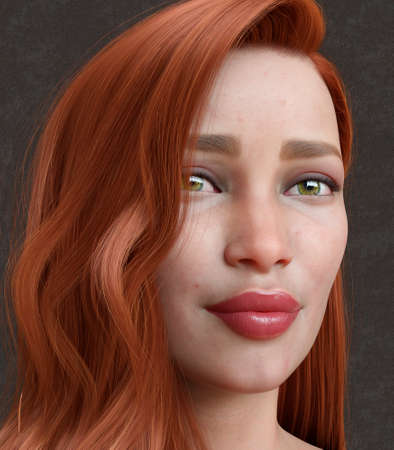 Beautiful young girl portrait digital 3d illustrationの写真素材