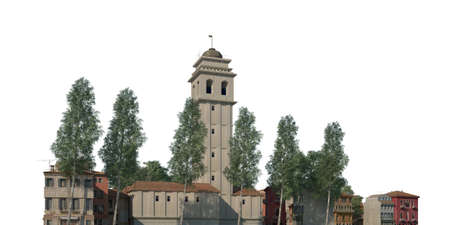 Cityscape 3d illustration isolated on white backgroundの写真素材