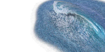 Tsunami wave apocalyptic water view storm. 3D illustration isolated on white background