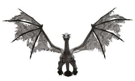 Fantasy flying dragon isolated on white 3d illustrationの写真素材