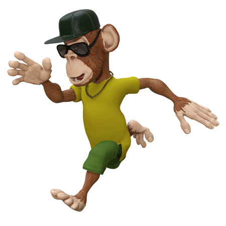 Cartoon Monkey 3d illustration isolated white backgroundの写真素材