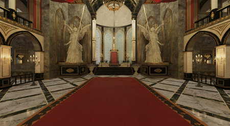 Fantasy royal palace interior 3d illustrationの写真素材