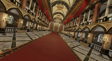 Fantasy royal palace interior 3d illustrationの写真素材