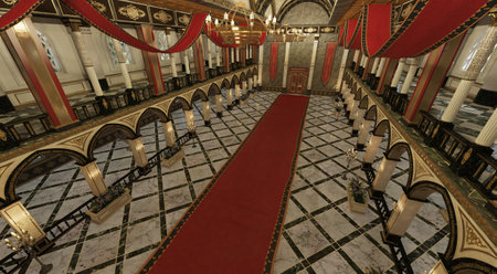 Fantasy royal palace interior 3d illustrationの写真素材