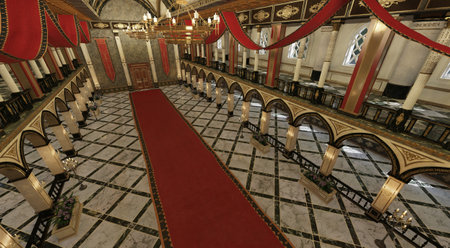 Fantasy royal palace interior 3d illustrationの写真素材