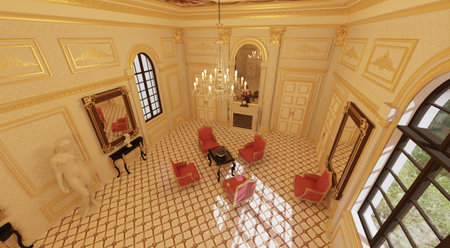 Fantasy pallazio royal palace interior 3d illustrationの写真素材