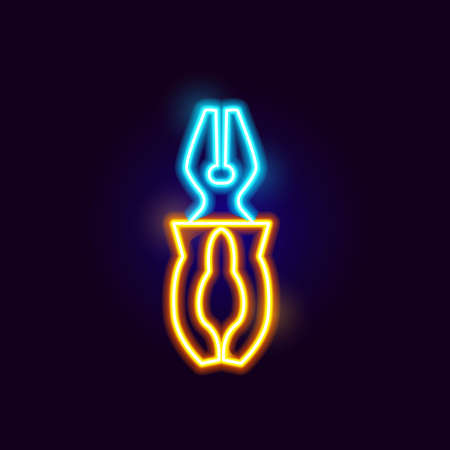 Neon Pliers Icon. Vector Illustration of Glowing Object.のイラスト素材