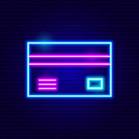 Neon Credit Card Icon. Vector Illustration of Finance Object.のイラスト素材