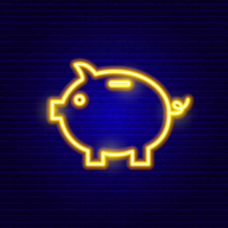 Neon Piggy Bank Icon Vector Illustration of Finance Objectのイラスト素材