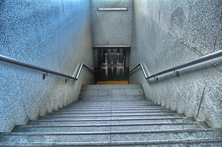 Stairs of a train station to change platform or leave itの写真素材